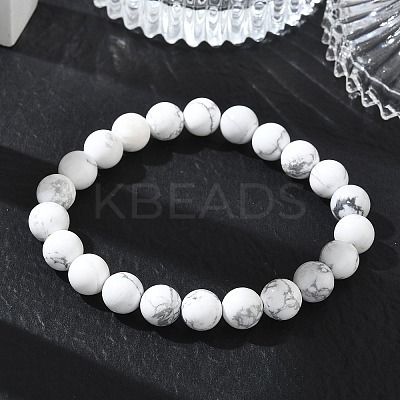 Natural Howlite Round Beaded Stretch Bracelets GG-CBA12F1-02A-10-1