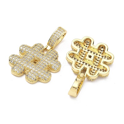 Brass Micro Pave Cubic Zirconia Pendants KK-P345-17G-05-1