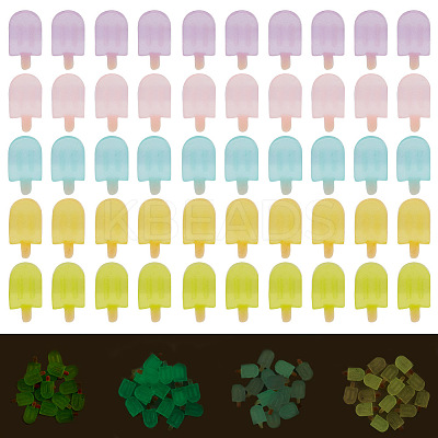 80Pcs 5 Colors Luminous Resin Decoden Cabochons RESI-AR0001-35-1