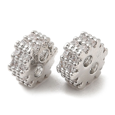Brass Micro Pave Clear Cubic Zirconia Slide Charms KK-F860-69P-1