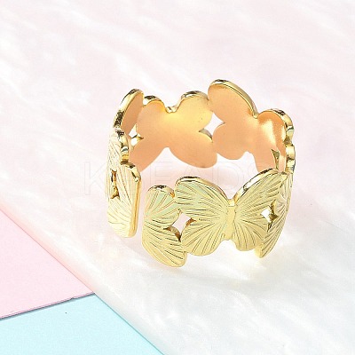 304 Stainless Steel Open Cuff Ring for Women RJEW-B109-05G-01-1