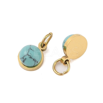 Ion Plating(IP) Synthetic Turquoise Half Round Charms with Jump Ring STAS-A097-05G-06-1