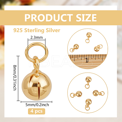 4Pcs 925 Sterling Silver Plain Bell Charms FIND-BC0014-30B-1