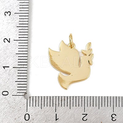 Brass Colorful Enamel Pigeon Pendants KK-P323-03G-1