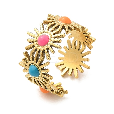 Sun 304 Stainless Stee Enamel Open Cuff Rings RJEW-Q006-02C-G-1