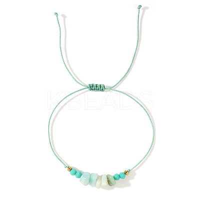 Bohemian Style Natural Green Aventurine Chips Braided Bead Bracelets for Women Men FC0503-3-1