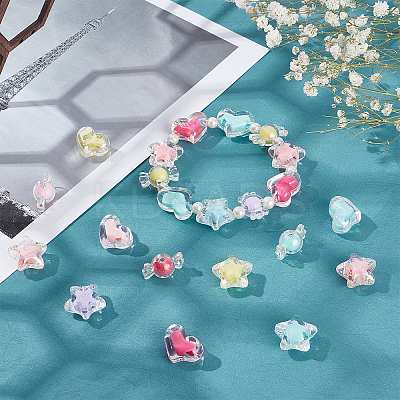 60Pcs 6 Style Transparent Acrylic Beads TACR-AR0001-04-1