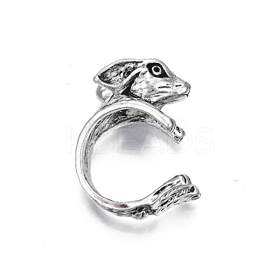 Gothic Punk Deer Alloy Open Cuff Ring for Men Women RJEW-T009-54AS-1