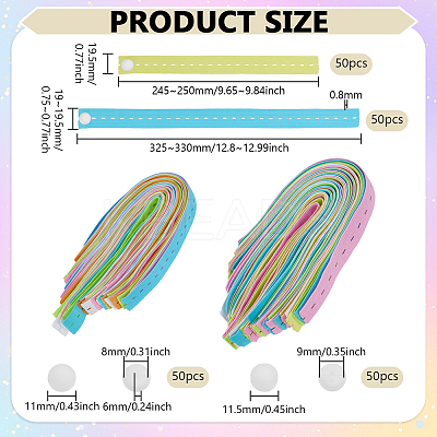 100Pcs 2 Styles Polyester Elastic Roll-up Storage Belt AJEW-FG0005-29-1