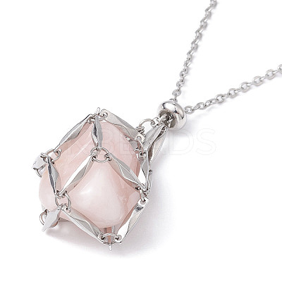 Tarnish Resistant 304 Stainless Steel Macrame Pouch Empty Stone Holder for Pendant Necklaces Making X-NJEW-JN04441-02-1
