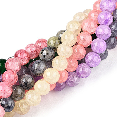 Baking Paint Crackle Glass Bead Strands DGLA-Q023-8mm-YSM-1