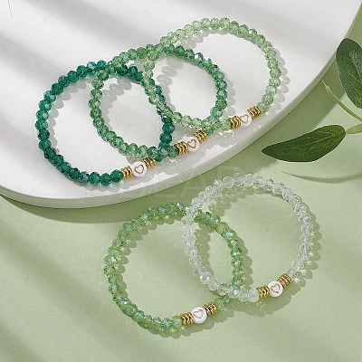 5Pcs Glass & Brass & Acrylic Beaded Stretch Bracelets Set BJEW-JB09677-04-1