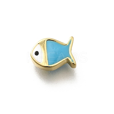 Brass Enamel Beads KK-P295-47G-01-1