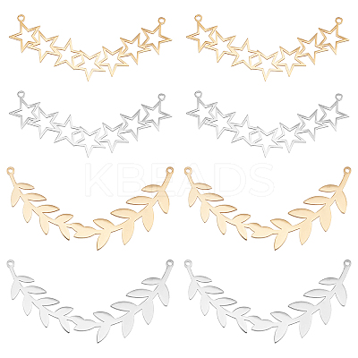 8Pcs 4 Style 201 Stainless Steel Pendants STAS-DC0006-53-1