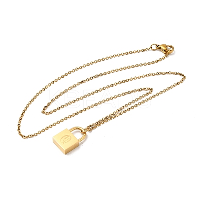 304 Stainless Steel Rolo Chain Pendant Necklaces NJEW-S444-01G-17-1