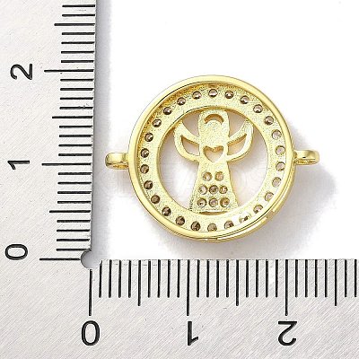 Rack Plating Brass Micro Pave Clear Cubic Zirconia Connector Charms KK-Z039-35G-1
