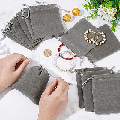 30Pcs Rectangle Velvet Drawstring Pouches TP-NB0001-61C-1