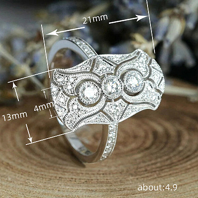 Retro Brass & Cubic Zirconia Finger Rings FS-WGF6FC6-01-1