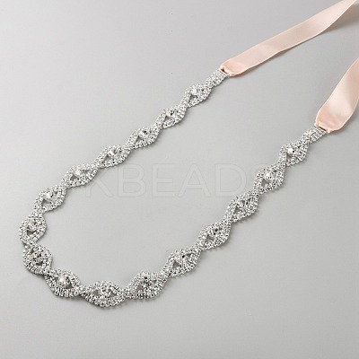 Metal Full Crystal Rhinestone Horse Eye Bridal Waist Belts for Wedding Dress AJEW-WH20080-65D-S-1