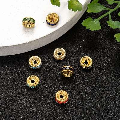 Brass Rhinestone Spacer Beads RB-A014-Z6mm-G-1