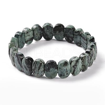 Natural Agate Oval Beaded Stretch Bracelet G-E010-01V-1