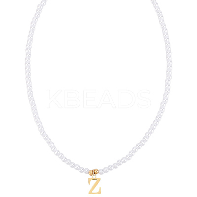 Imitation Pearl with Stainless Steel Pendants Necklaces NJEW-LP0001-51Z-G-1