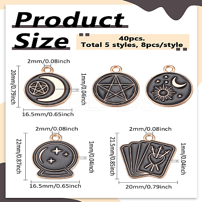 40Pcs 5 Styles Alloy Enamel Pendants ENAM-LP0002-05-1