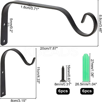  Iron Wall Hanging Bracket Plant Hooks HJEW-FH0001-04-1