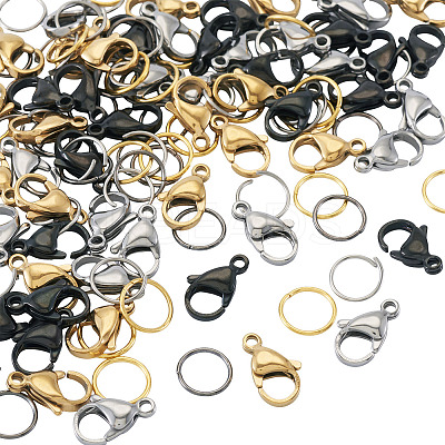 60Pcs 304 Stainless Steel Lobster Claw Clasps STAS-TA0001-46C-1