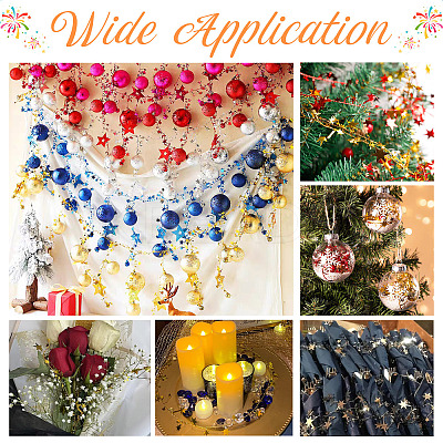 PVC Sparkly Star Metallic Garland with Iron Wire AJEW-TAC0034-08A-1