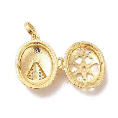 Eco-Friendly Rack Plating Brass Micro Pave Clear Cubic Zirconia Locket Pendants KK-F850-02G-1