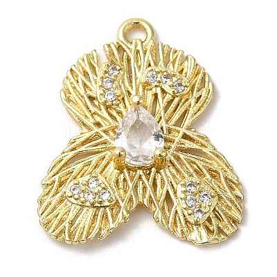 Rack Plating Brass Cubic Zirconia Pendants KK-M267-07G-1