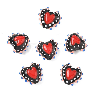 Baking Paint Glass Bumpy Beads Heart LAMP-V001-09F-1