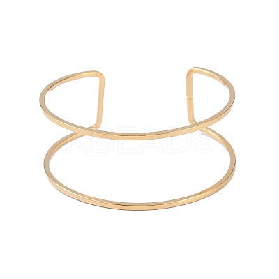 Ion Plating(IP) 304 Stainless Steel Hollow Open Cuff Bangles for Women LS-BJEW-S155-04G-1