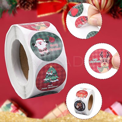 3 Rolls 3 Styles Christmas Round Dot Self Adhesive Paper Stickers Roll DIY-FS0010-32B-1