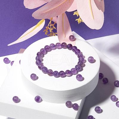 100Pcs 8mm Natural Amethyst Round Beads DIY-LS0002-13-1