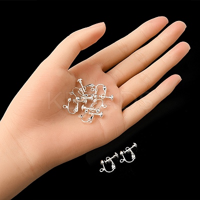 Rack Plated Brass Screw Clip-on Earring Findings KK-YW0001-10S-1