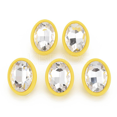 Crystal Rhinestone Oval Stud Earrings with 925 Sterling Silver Pins for Women MACR-S275-037A-1