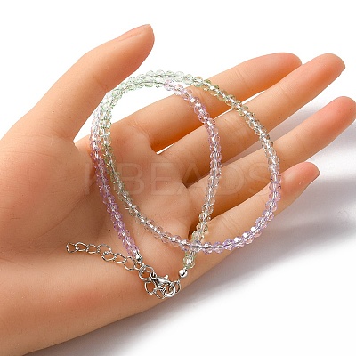 Bling Glass Round Beaded Necklace for Women NJEW-PH01490-04-1