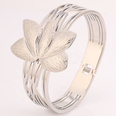 Lotus 304 Stainless Steel Hinged Bangles FS-WG60480-02-1