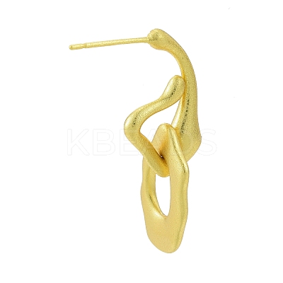 Rack Plating Brass Twist Oval Dangle Stud Earrings for Women EJEW-G322-24MG-1