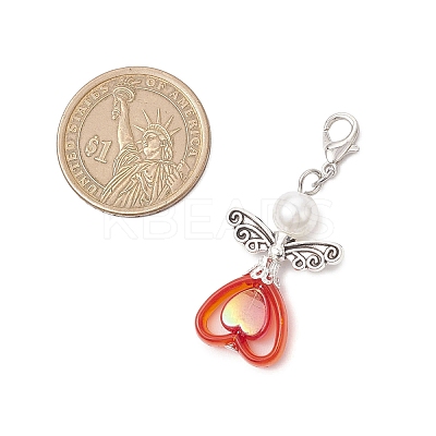 ABS Plastic Imitation Pearl & Transparent Acrylic Pendants Decorations HJEW-JM03603-01-1
