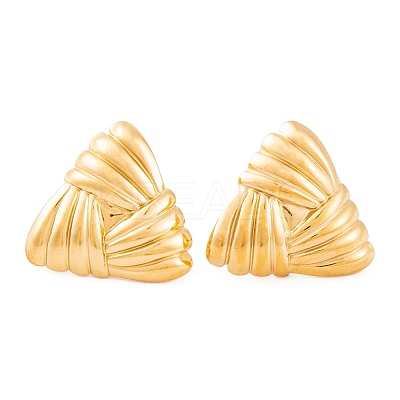 Ion Plating(IP) Triangle 304 Stainless Steel Stud Earrings for Women EJEW-L272-024G-1