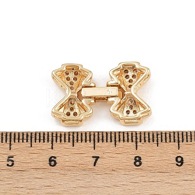 Brass Micro Pave Clear Cubic Zirconia Fold Over Clasps KK-C075-41G-1
