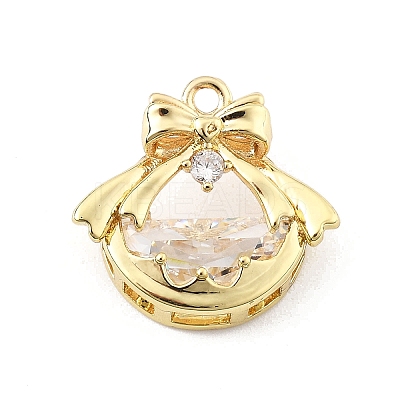 Brass Micro Pave Clear Cubic Zirconia Pendants KK-K371-30G-1