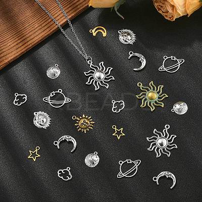 100Pcs 10 Styles Tibetan Style Zinc Alloy Charms FIND-YW0007-15-1