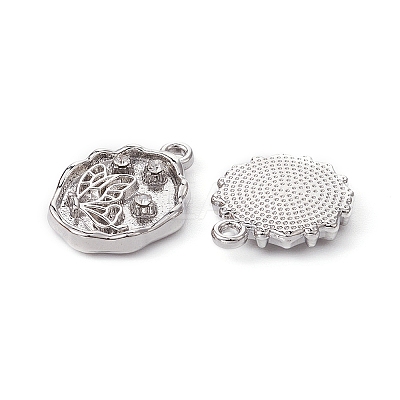 5Pcs 5 Styles Alloy Crystal Rhinestone Flat Round Pendants FIND-YW0003-58-1