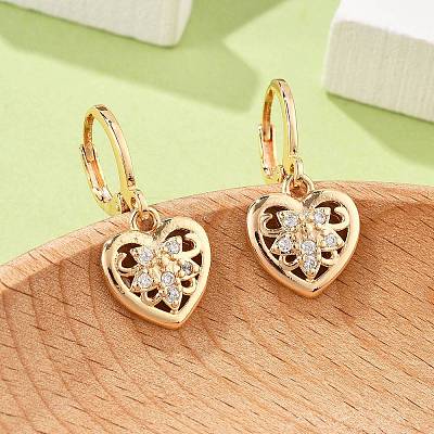 Brass Micro Pave Clear Cubic Zirconia Hoop Earrings for Women EJEW-G428-24G-02-1