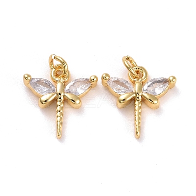 Brass Micro Pave Cubic Zirconia Pendants KK-K258-22G-RS-1