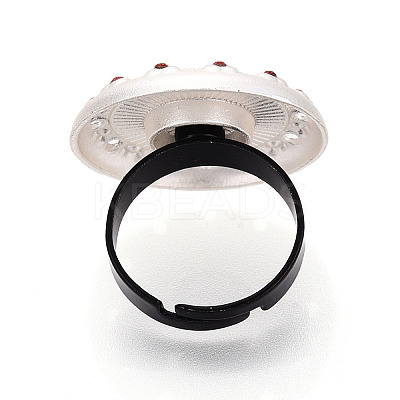 Adjustable Alloy & Iron & Rhinestone Bezel Cup Ring Base with Rotatable Tray MAK-T012-10S-1